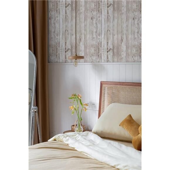 17.7"x197" Peel and Stick Wallpaper Removable Realistic Wood Shiplap - Picture 5 of 7